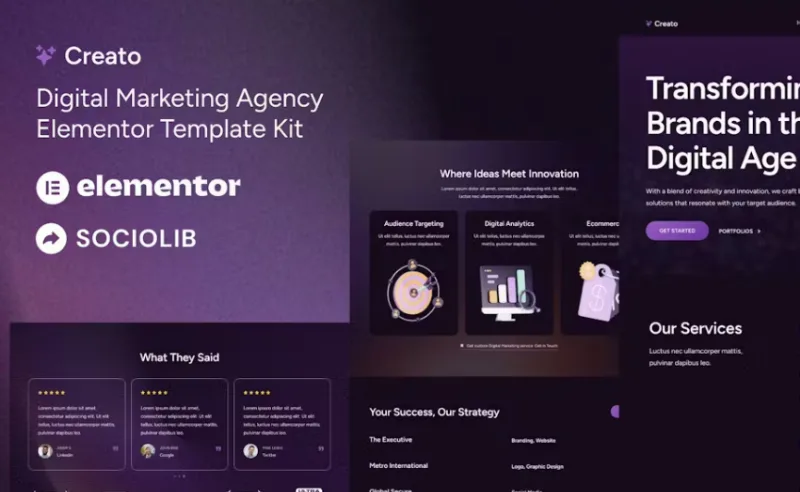 Creato – Digital Marketing Agency Elementor Template