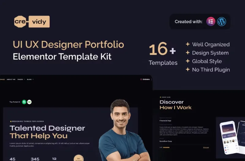 Crevidy – UI UX Designer Portfolio Elementor Template