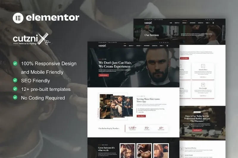 Cutznix – Barbershop & Hair Salon Elementor Template