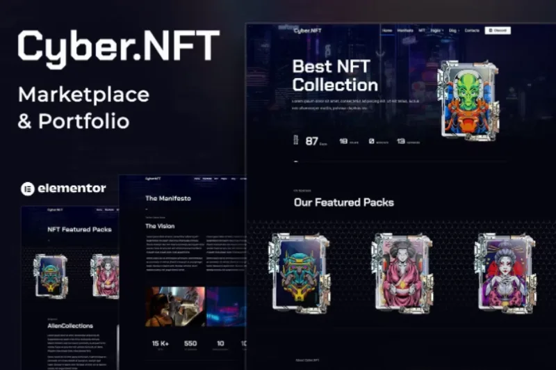 Cyber.NFT Marketplace & Portfolio Elementor Template
