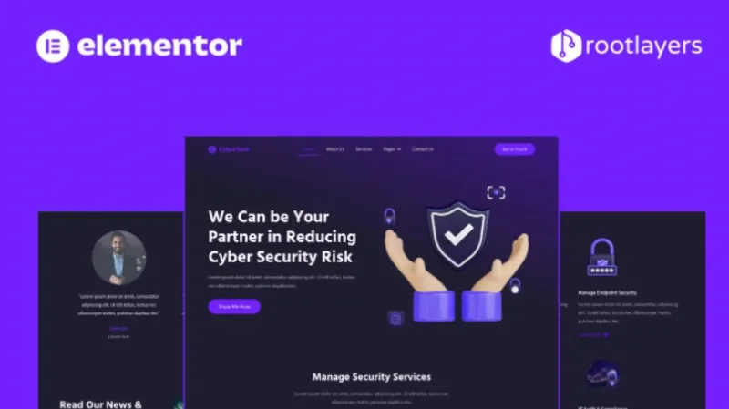 Cybertech – Cyber Security Elementor Pro Full Site Template