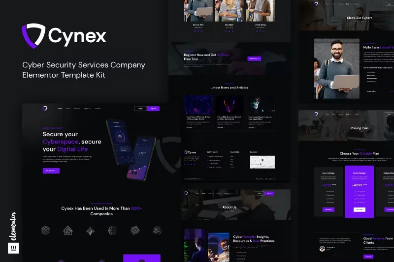 Cynex – Cyber Security Services Company Elementor Template
