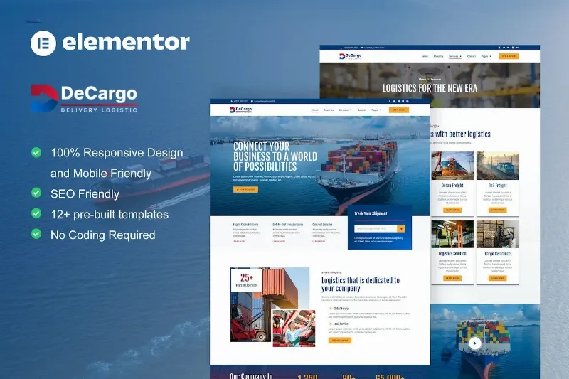 DeCargo – Logistics & Transportation Services Elementor Template