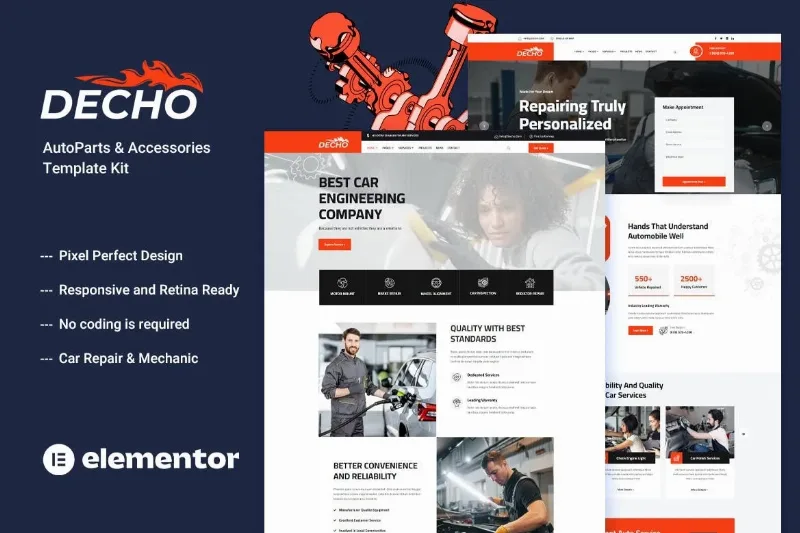 Decho – Car Repair Mechanic Elementor Template