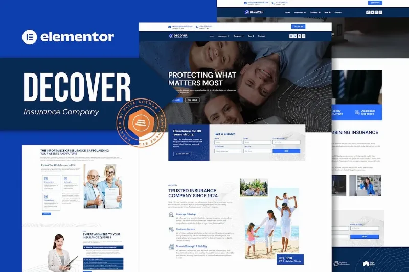 Decover – Insurance Company Elementor Pro Template