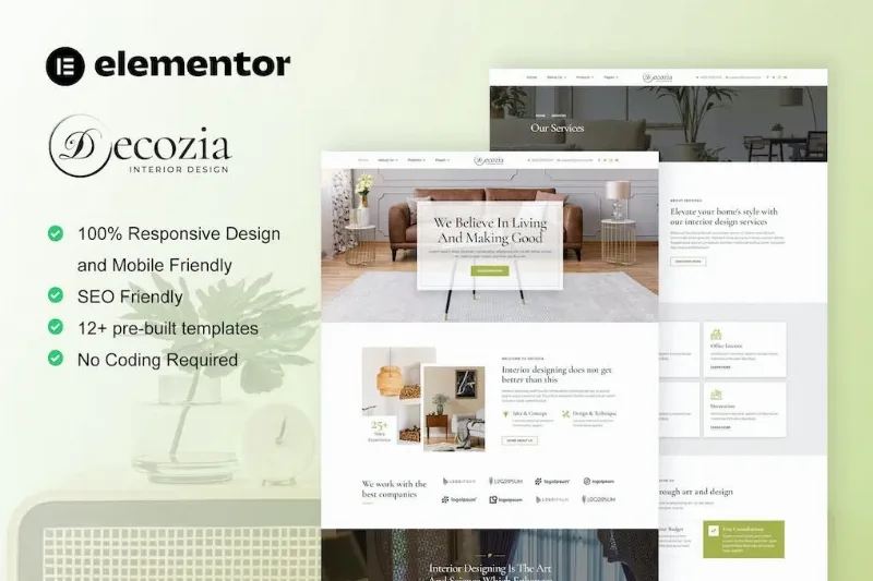 Decozia – Interior Design Service Elementor Template
