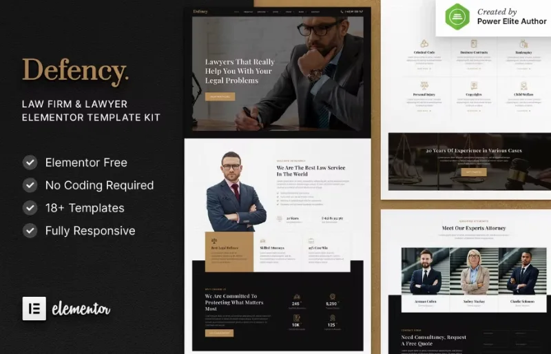Defency – Law Firm & Lawyer Elementor Template