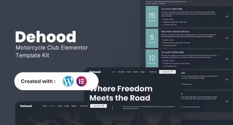 Dehood – Motorcycle Club Elementor Template