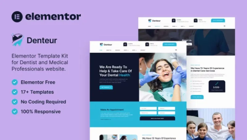 Denteur – Dentist & Dental Clinic Elementor Template