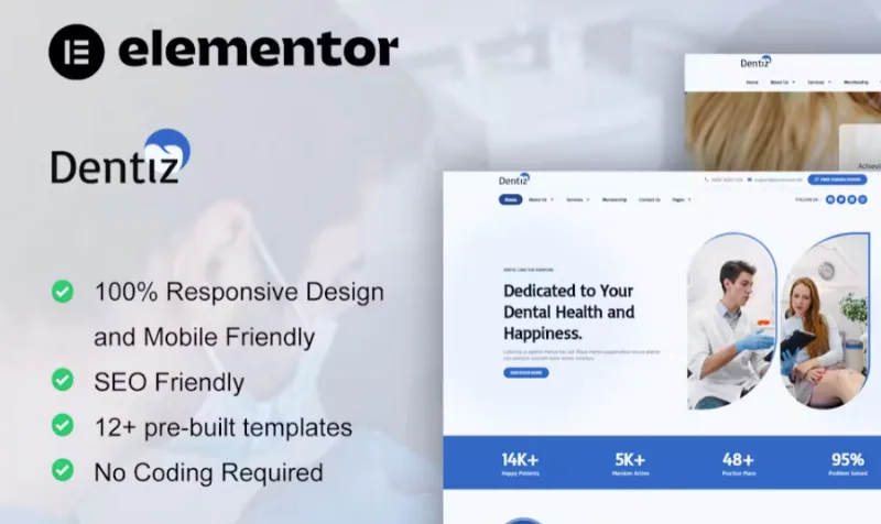 Dentiz – Dentist & Dental Care Elementor Pro Template