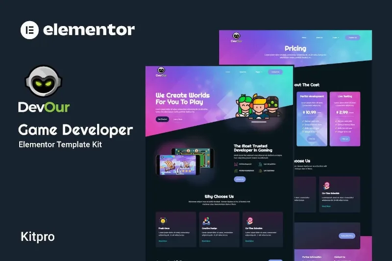 Devour – Game Developer Elementor Template