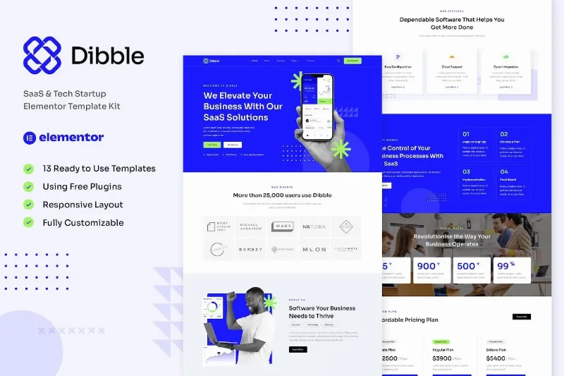 Dibble – SaaS & Tech Startup Elementor Template