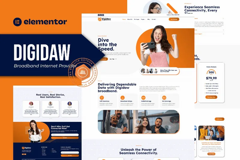Digidaw – Broadband Internet Services Provider Elementor Template