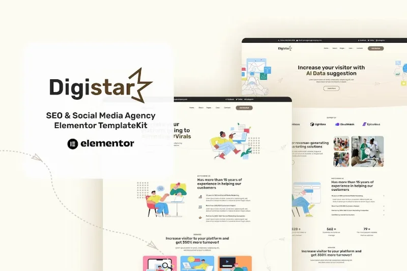 Digistar – SEO & Social Media Agency Elementor Templat