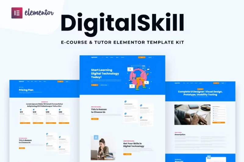 DigitalSkill – E-course & Online Tutorials Elementor Pro Template