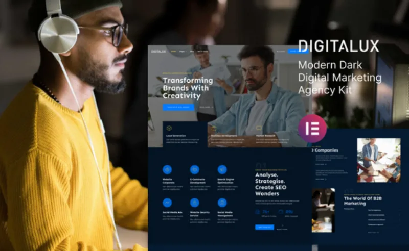 Digitalux – Modern Dark Digital Marketing Agency Template