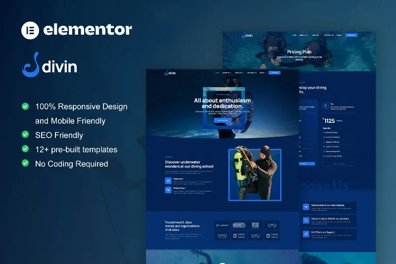 Divin – Diving Club Elementor ProTemplate