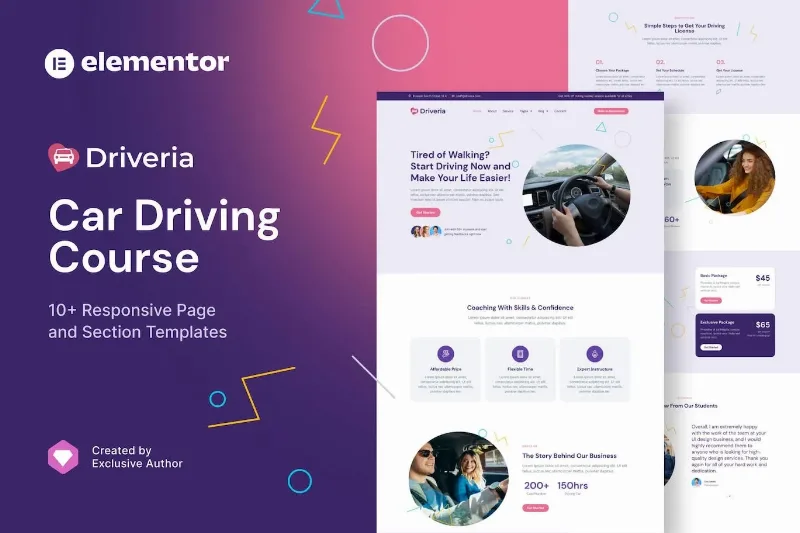 Driveria – Car Driving Course Elementor Template