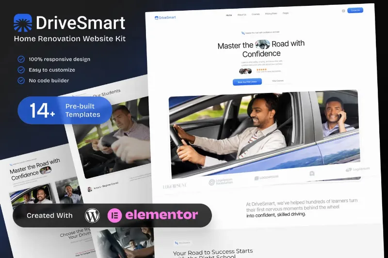 DriveSmart - Driving School Website Elementor Template Kit