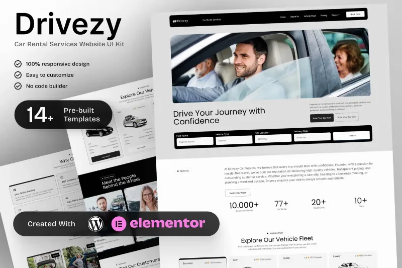 Drivezy - Car Rental Services Elementor Template Kit