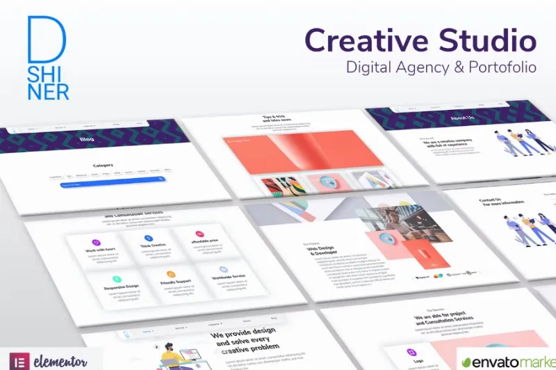D’Shiner Creative Studio & Digital Agency Elementor Template
