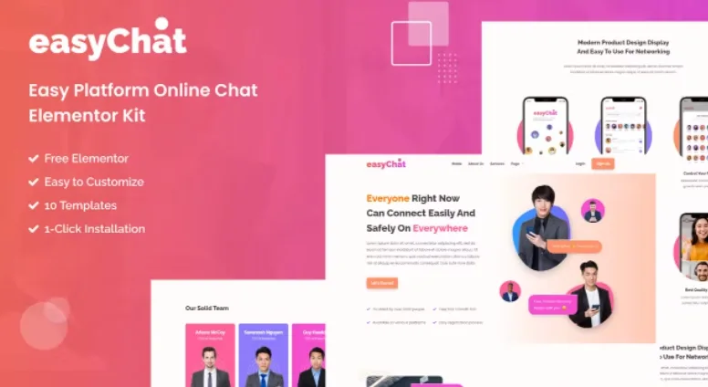 EasyChat – Online App Startup Elementor Template