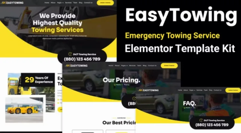 EasyTowing – Emergency Towing Service Elementor Template