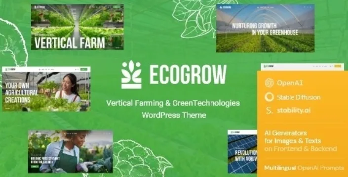 EcoGrow – Vertical Farming & Green Technologies WordPress Theme + AI