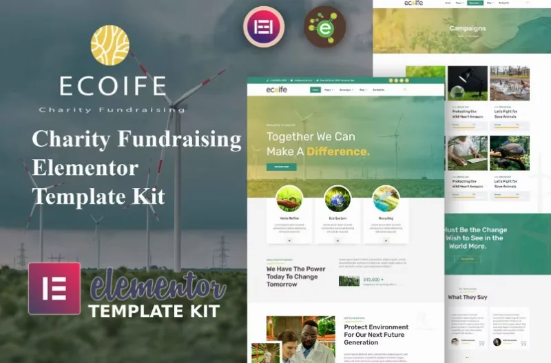 Ecoife – Charity Fundraising Elementor Template