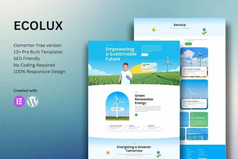Ecolux – Green Renewable Energy Elementor Template