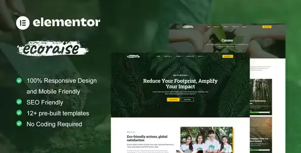 EcoRaise Environmental Charity Elementor Template Kit