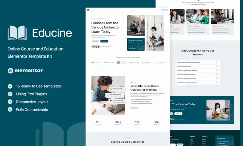 Educine – Online Course & Education Elementor Template