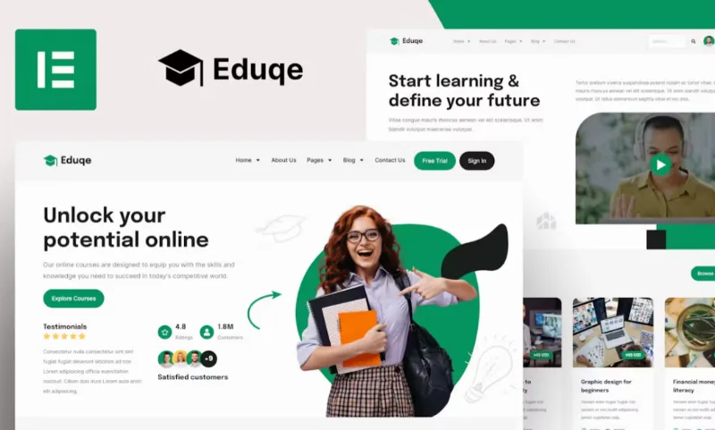 Eduqe – Online Courses Elementor Pro Template