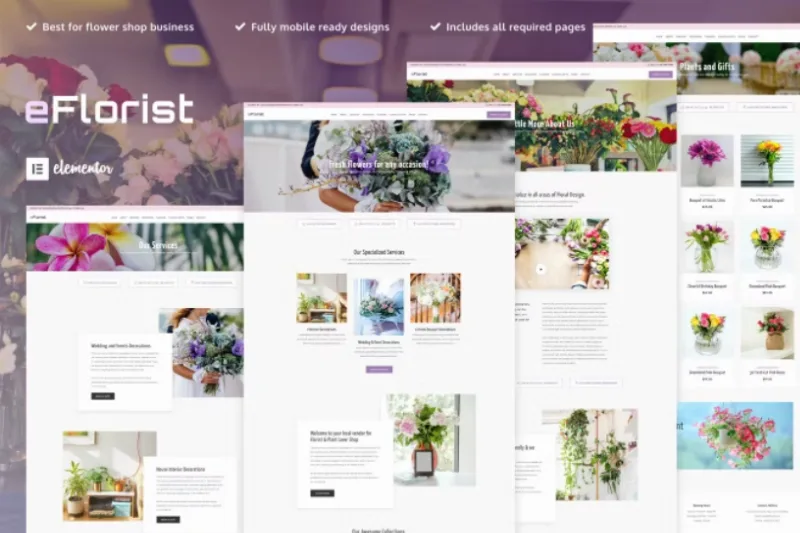 eFlorist – Flower Boutique & Decoration Elementor Template