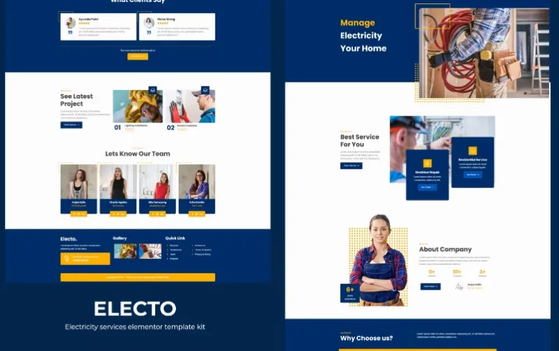 Electo – Electricity Services Elementor Template