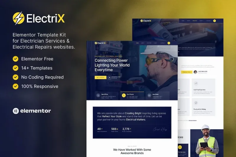 Electrix – Electrician Services & Electrical Repairs Elementor Template