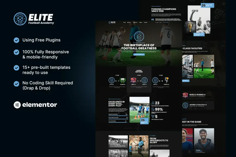 Elite - Football Academy Elementor Template Kit