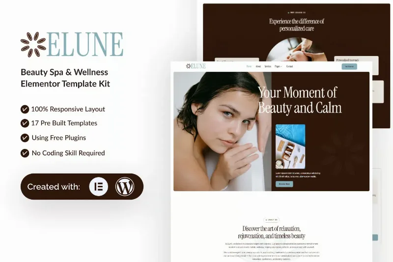 Elune - Beauty Spa & Wellness Elementor Template Kit