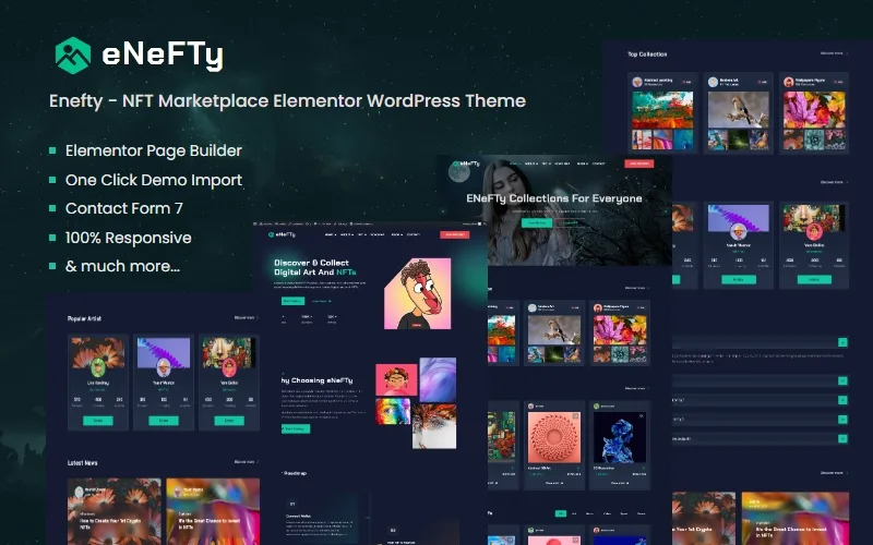 Enefty – NFT Marketplace Elementor WordPress Theme