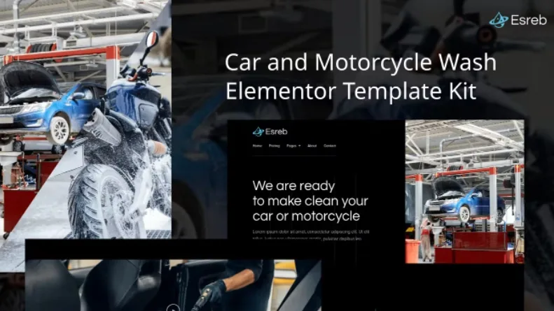 Esreb – Car & Motorcycle Wash Elementor Template
