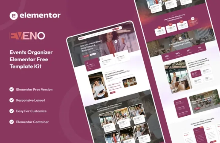 Eveno – Events Organizer Elementor Template
