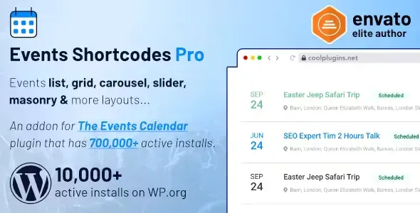 Events Shortcodes Pro Plugin