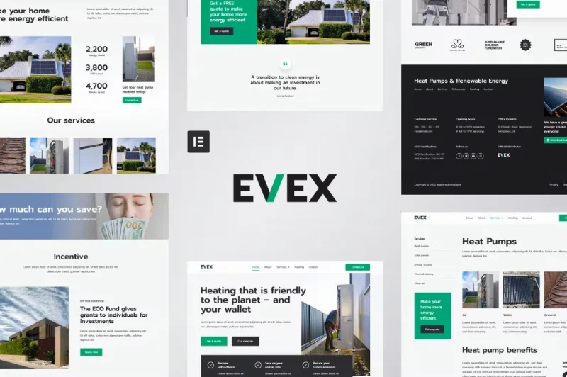 Evex – Heat Pumps & Renewable Energy Elementor Template