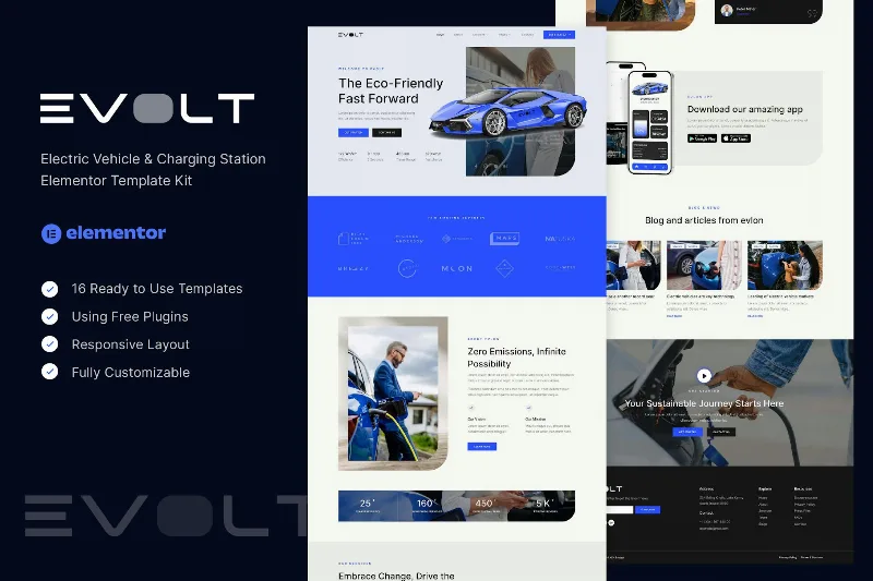 Evolt – Electric Vehicle & Charging Station Elementor Template