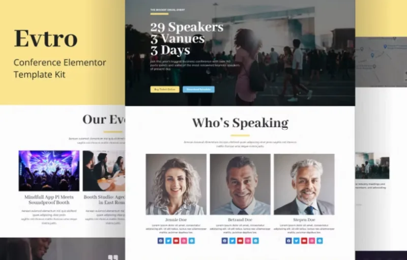 Evtro – Conference Event Elementor Template
