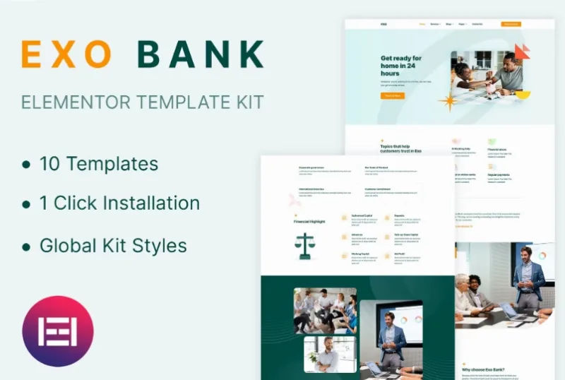 Exobank – Financial Elementor Template