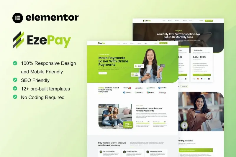 EzePay – Online Payment Gateway Elementor Pro Template