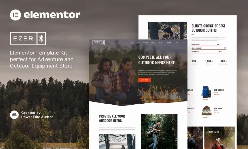 Ezer – Outdoor & Adventure Equipment Store Elementor Template