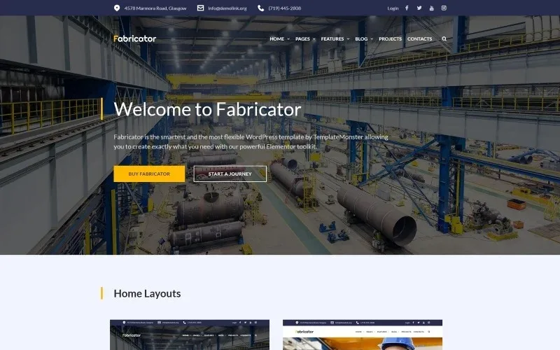 Fabricator – Industrial Company WordPress Elementor Theme WordPress Theme