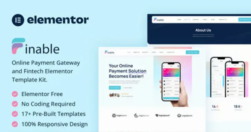 Finable – Online Payment Gateway & Fintech Elementor Template